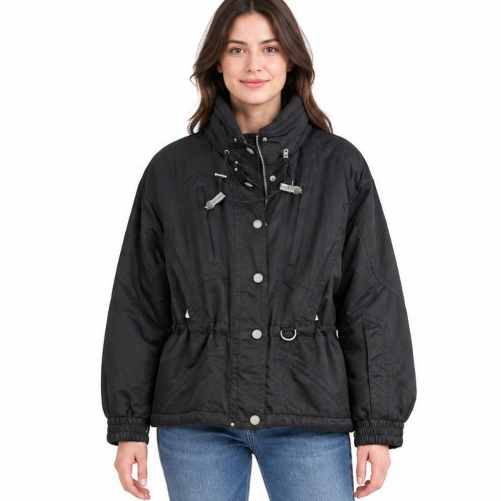 Marker Vintage Black Insulated Ski Jacket Womens Size 8 Utility Winter Coat